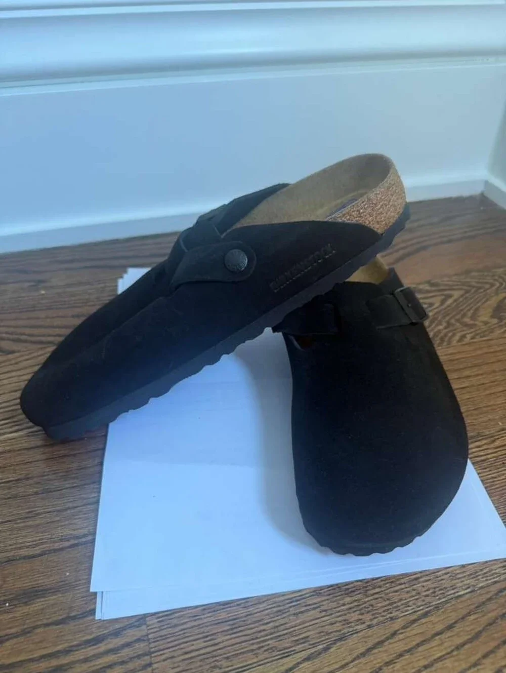 NWOT Birkenstock Boston Black Suede Soft Footbed